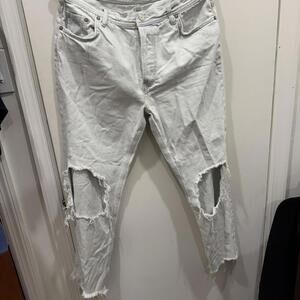 Free People Women's White and Blue Jeans